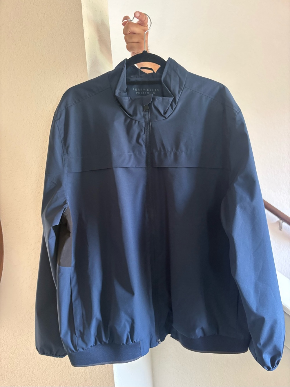 Perry Ellis Navy Blue Lightweight Zip-Front Jacket